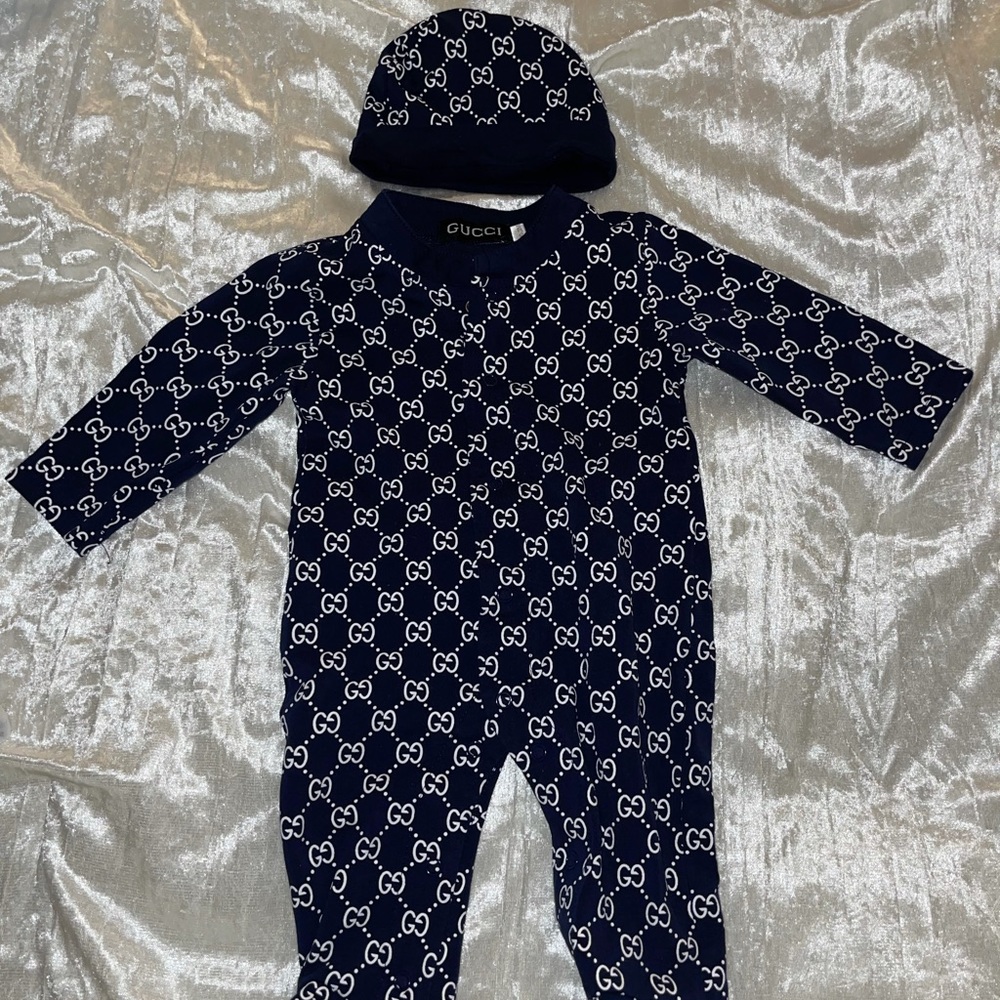 Baby Gucci GG onesie Navy
